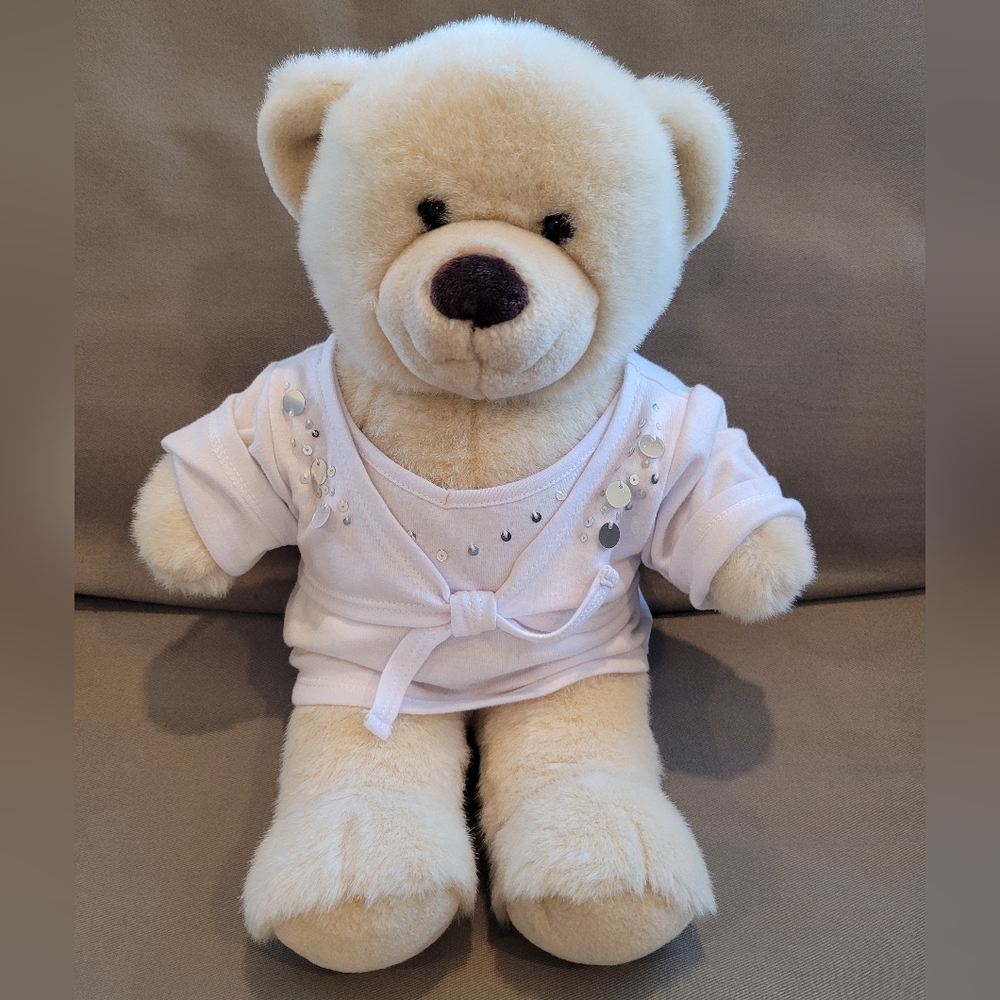 Build A Bear Workshop Classic Plush Teddy Bear Cream Color & White T- Sh…